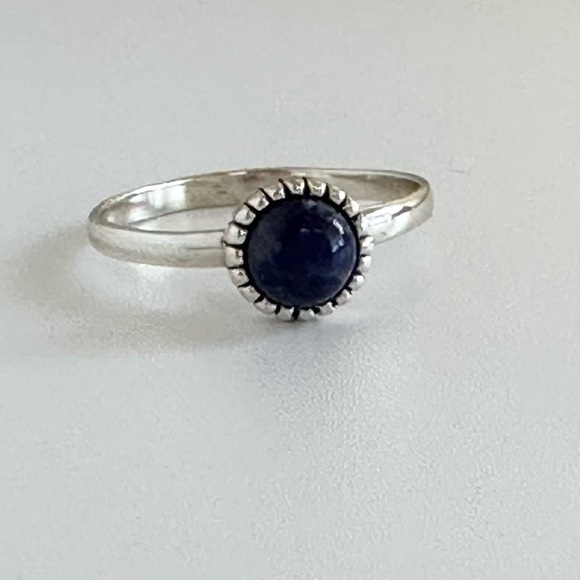 Sterling Silver Dainty Sodalite Ring - Picture 4 of 13